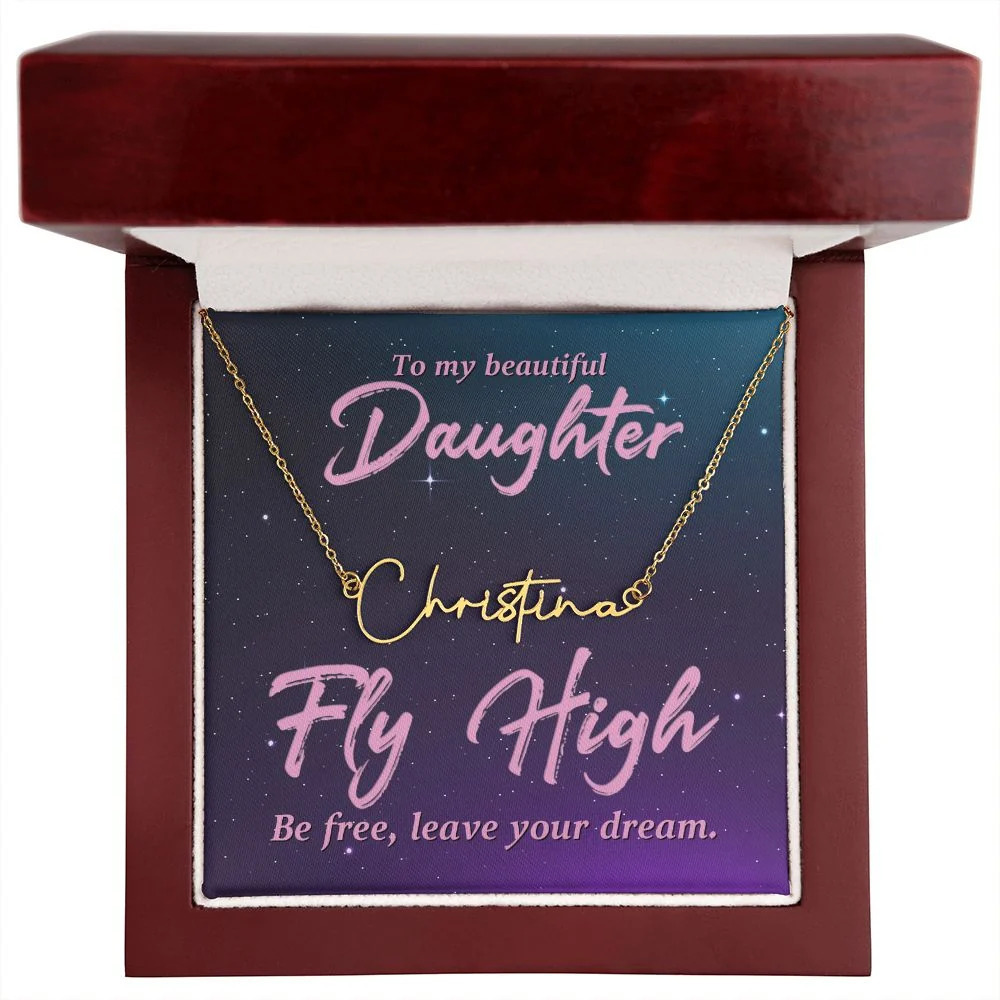 Daughter Fly High Personalized Gold Tone Name Necklace Custom Name Gift Luxur